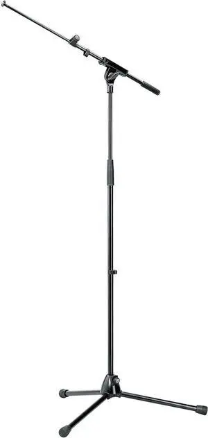 Konig & Meyer 21080.500.55 Tripod Microphone Stand w/Telescoping Boom | Clutch Height Adjustment | Soft-Touch Lock | Folding Leg Dgn | Zinc Die-Cast Base | German Made | Black