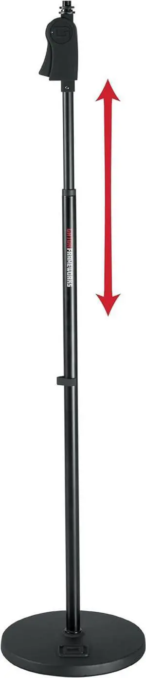 Microphone Stand with 10" Weighted Base and Deluxe Soft Grip Squeeze Height Adjustment, (GFW-MIC-1001)