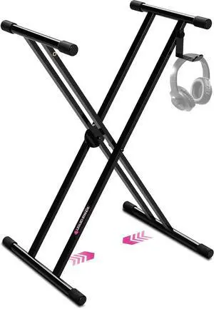 Piano Keyboard Stand - X Style Adjustable and Portable Heavy Duty Music Stand for Kids and Adults - Fits 54 61 88 Key Electric Pianos - Double Braced Foldable Digital Piano Table Frame