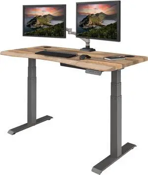Vari Ergo 54x26 Electric Standing Desk + Height Adjustable Sit-Stand Desk + Curved Waterfall Edge, 4 Memory Settings, Quick Assembly, Cable Management, 200 lb Capacity  Reclaimed Wood (2 Boxes)