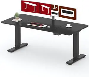 Standing Desk Height Adjustable Electric Stand up Desk 79x32 Inches Sit Stand Home Office Desk with Splice Board, Black Frame/Black Top