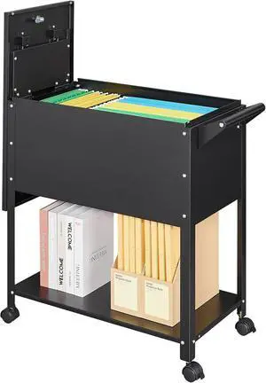 Metal Mobile File Cabinet, Rolling File C File Box with Sliding Cover and Wheels, Rolling Filing Cabinet Locking Tool Storage Cabinets for Home Classroom Office