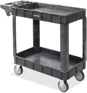 Utility C with Wheels, 40" x 17" Heavy Duty 550 lb. Caity with Shelves - 2 Tier Rolling C with Two 5" Swivel Casters for Warehouse, Garage, Cleaning
