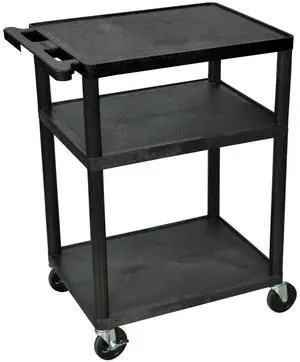 Black Mobile Plastic 3 Shelf AV Presentation C