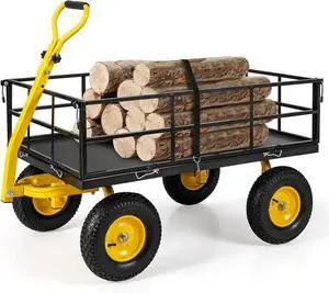 Utility Garden C, 1200 lbs Caity Heavy Duty Wagon C with Rotating Handle, Removable Sides & 13" Wheels, Metal Utility C for Outdoor Hauling & Gardening