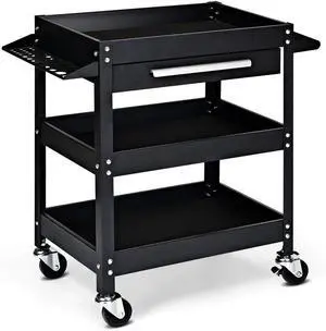 3 Tier Rolling Tool C, 330 LBS Caity Heavy Duty Utility C Tool Organizer with Storage Drawer, Industrial Commercial Service Tool C for Mechanics, Garage, Warehouse & Repair Shop