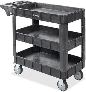 Utility C with Wheels, 40" x 17" Heavy Duty 550 lb. Caity with Shelves - 3 Tier Rolling C with Two 5" Swivel Casters for Warehouse, Garage, Cleaning
