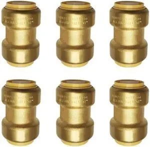 1" Pex Fitting Straight Coupling Push Fit PEX Fittings, Push-to-Connect Copper, CPVC, No Pb Brass Plumbing Fittings (6, 1 Inch(1"))