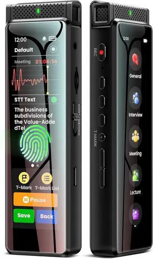 72GB Digital Voice Recorder with Playback, Innioasis R1 Full Touchscreen Voice Recorder with AI Intelligent Transcription and Bluetooth, Voice Activated Sound Audio Recorder Device with Mic (Black)