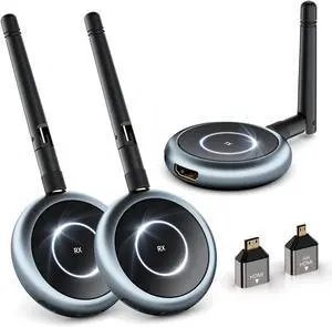 Wireless HDMI Transmitter and 2 Receivers - Up to 8 Receivers, Plug and Play, 5.8G HDMI Wireless Extender for PC, Laptop, Camera, Cable Box to Multiple TVs, Monitors, Projectors - 165FT/50M