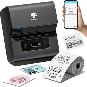 Label Makers- Barcode Label Printer M221 3 Inch Label Maker Bluetooth Thermal Printer for Small Business/Home Use, for Barcode, Address, Logo, Stickers, Compatible with Phone & PC, Gray