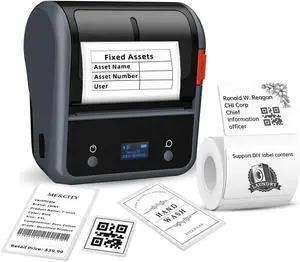 Label Maker Machine, B3S Thermal Label Maker, Upgrade 3Inch Thermal Label Printer, Portable Label Maker with 1Pack 70x40mm Label, Bluetooth Label Makers for Clothing, Barcode & Small Business