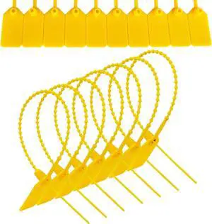 1000pcs Plastic Tamper Seal Tags, Cable Labels, Pull-Tite Security Seal, Zip Ties, Cord Labels for Luggage Tag, Electronics, Cable Management Ties, Fire Extinguisher Tags-(9.2 inch, Yellow)