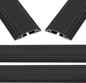 10 ft Floor Cord Cover Heavy Duty Cable Protector, Easy to Unroll, Prevent Trip Hazard for Home Office or Outdoor Settings (Black - 2pcs)
