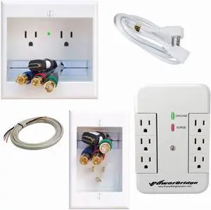 Solutions In-Wall Cable Management PowerBridge TWO-PRO-SP6 Pro-Series Recessed In-Wall Cable Management System for Wall-Mounted Flat Screen LED, LCD, and Plasma TVs with Surge Protector