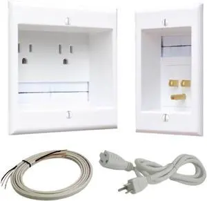 TWO-PRO-6 Dual Outlet TV Cord Hider for Wall Mounted TVs - Recessed In-Wall Cable hider System for Power & Low Voltage - Matches Existing Outlets -Hide Wires With this Easy DIY Install Kit