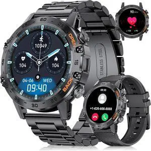 Militray Smart Watch for Men, 1.39'' Touchcreen Smartwatch Answer/Make Calls with 100 Sports Modes, IP68 Waterproof, 400mAh Battery Heart Rate/SpO2/Blood Pressure for Android iOS