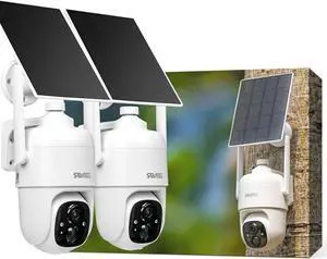 2CQ1 AI 2K Solar Security Camera Wireless Outdoor, Battery Powered,Two Way Audio,Motion Detection, 360° View,Easy to Setup,Color Night Vision,Audible Flashlight Siren,180 Days Exchange Policy