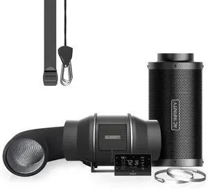Air Filtration PRO Kit 6, AI Controller with WiFi App Control & Auto Level Adjusting, Inline Fan, Carbon Filter, Ducting, Ventilation System for Grow Tents, Hydroponics, Indoor Gardening