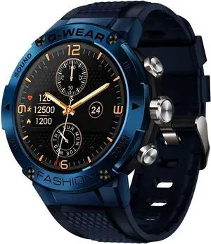 Military Smart Watch for Men(Answer/Dial Calls),100+Sports Modes, 5ATM Waterproof Fitness Watch with Heart Rate/SpO2/Blood Pressure for Android and iOS,1.32''HD DIY Screen Smart Watch-Blue