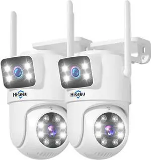 2Pack Wireless Security Camera 5G/2.4G WiFi Camera Dual Lens PTZ Camera Outdoor Motion Tracking Color Night Version,No-Monthly Fees Works with Wireless Camera System/Alexa, Power Cord