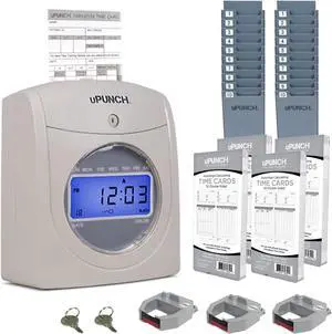 HN4500 Advanced Calculating Time Clock Bundle for Small Business: Complete Employee Time Tracking System with 200 Time Cards, Racks, Ribbons, and Keys