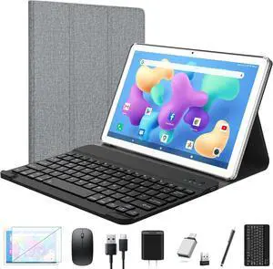 Tablet 2025 Latest Android Tablet 10 inch, Octa-Core 5G WiFi Tablets with Keyboard, 128GB + 8GB + 1TB Expandable Storage, Large Touch-Screen Tableta, 13MP Dual Camera/Bluetooth/GPS/HD Display/Mouse