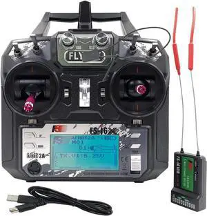 FS-i6X 10CH Radio Transmitter and Receiver FS-iA10B 2.4G RC Controller for Airplane Helicopter FPV Drone RC Quadcopter Fly in The vast Sky (Mode-2)