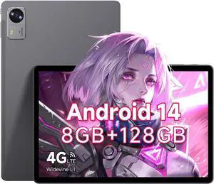 Hi10 XPro Android 14 Tablet 10.1, 8GB RAM 128GB ROM, Unisoc T606 Octa-Core, HD IPS Touchscreen Tablet PC,13MP+5MP Camera, Widevine L1,7000mAh,4G LTE, 5G WiFi, GPS,BT 5.0,Type-C, with Case