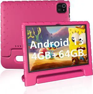 Kids Tablet,10 inch Tablet for Kids with WiFi,10.1 IPS HD Screen,CPU Speed up to 1.8GHz,RAM 4GB and 64GB Storage,Toddler Tablet with Protective case,Color Pink