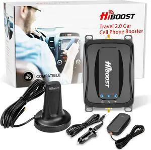 Vehicle Cell Phone Signal Booster| 5G 4G LTE | Boosts for All U.S. Carriers Verizon AT&T T-Mobile US Cellular | Magnetic Roof Antenna | Signal Booster for Car SUV Van Pickup FCC Approved