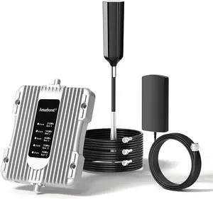 Cell Phone Booster for RV Truck, T1 Cell Phone Signal Booster Kit for RV or Truck on Band 4, 66, 12, 13, 17,5, 2, 25, All Networks & Carriers - Verizon, AT&T, T-Mobile, Sprint & More