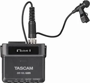 TASCAM DR-10L Pro Field Recorder with Lavalier Microphone and 32-bit Float Recording for Audio for Video  Supports 512GB microSDXC and LTC Jam Sync for Seamless Timecode Synchronization