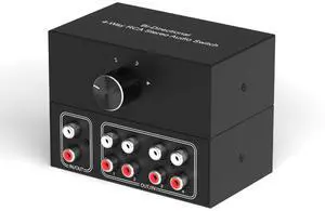 4-WayStereo Audio Selector, Bi-Directional L/R Stereo Audio Switcher Splitter Box Suitable for Connecting Blu-ray Players or DVD Players to Multiple Stereo Speakers (4in1out/1in 4out)
