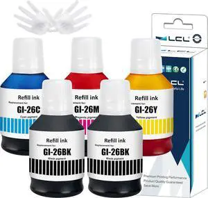 GI-26 GI26 Ink Bottles Replacement for Canon 26 GI26 GI-26 Ink Refill Bottles Compatible with Canon MAXIFY GX7021 GX6021 GX7020 GX6020 GX5020 GX4020 GX3020 Printer (5-Pack,2KCMY)