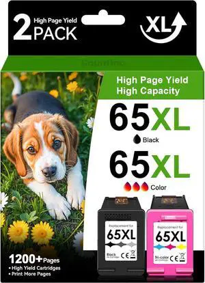 Compatible 65XL Ink Cartridge Replacement for HP Envy 5055 5052 5058 DeskJet 3755 2655 3752 3720 3700 3722 3723 3758 2652 2622 2624, Black, Tri-color, 2-Pack