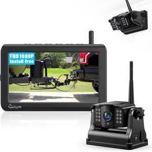 Wireless Backup Camera Magnetic: 5 Portable, 1-Min Install-Free Trailer Backup Camera with FHD1080P, Infrared Night Vision, 150° Wide-Angle View for Trailer/RV/Truck/Car/Tractor ACT501