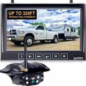 RV Backup Camera Wireless Easy Install: Plug & Play for Furrion Pre-Wired RVs - 7 HD Touch Key Monitor, 1080P DVR, 4-Channel Split-Screen, Night Vision, IP69K Waterproof A7