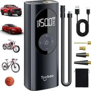 Tire Inflator Portable Air Compressor for Car,Large motor 2x Fast, Bike Pumps with 150 PSI High Pressure Gauge and LED Light,Tire Pump Auto Shut-Off Electric Air Pump for Car Ball Motorcycle