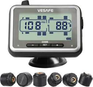Vesafe TPMS, Wireless Tire Pressure Monitoring System for RV, Trailer, Coach, Motor Home, Fifth Wheel, with 6 Anti-Theft sensors