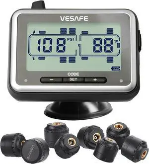 TPMS, Wireless Tire Pressure Monitoring System for RV, Trailer, Coach, Motor Home, Fifth Wheel, with 8 Anti-Theft sensors