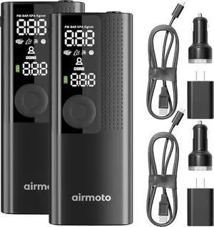 and Power Kit Bundle Deal - 2 bundle - Tire Inflator Portable Air Compressor with Power Kit for Charging at Home and on The Road - Cordless Air Pump for Car Tires, Motorcycle, Bicycle