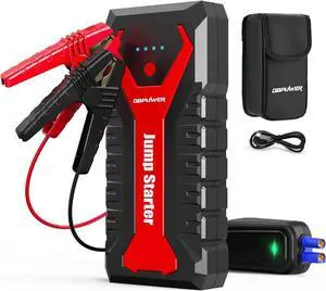 3000A/80.66Wh Portable Car Jump Starter (UP to 10.0L Gas/8.0L Diesel Engines) 12V Auto Lithium-Ion Battery Booster with Smart Clamp Cables, Quick Charge, and LED, Storage Bag