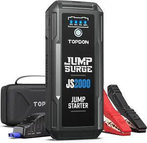 Car Battery Jump Starter, 2000A Peak Jump Starter for Up to 8L Gas/6L Diesel Engines, 12V Portable Battery Booster Jump Starter Pack with Jumper Cables and EVA Protection Case