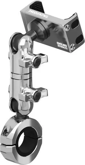 Chrome Motorcycle All Metal Phone Mount - 20MAXX Spring Cradle | 3.5" Long Reach Arm | Universal Clamp Fits 7/8" to 1-1/4" Handlebars | Aluminum | Compatible with All iPhones, Galaxy, More