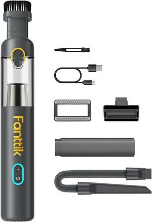 Slim V8 Mate Cordless Car Vacuum Suction Power 12000Pa, Portable Mini Vacuum with Flexible Hose and Pet Brush, Type-C Charge, Portable for Car, Office Desk, Keyboards, Gray