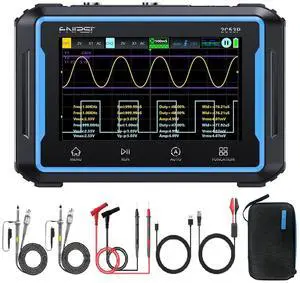 FNRSI 2C53P Plus Upgraded with Carrying CASE 3in1 Oscilloscope/Multimeter/DDS Signal Generator Tablet Touch Screen Portable Digital Automotive Oscilloscope 2 Channel 50MHz Bandwidth 250Ms/S Counts