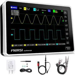1013D Plus Oscilloscope - Portable Handheld Tablet Oscilloscope with 100X High Voltage Probe, 2 Channels 100Mhz Bandwidth 1GSa/s Sampling Rate 7" TFT LCD Touch Screen