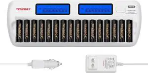 16 Pack Premium Pro AA Rechargeable Batteries and TN438 16 Bay Battery Charger, Bulk Quantity Rechargeable AA Power