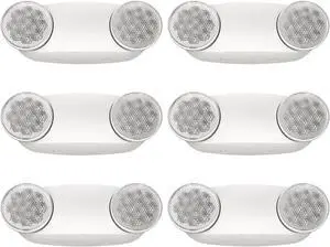 6 Packs Emergency Lights for Business, with Battery Backup,Hard Wired, UL 924 Certified,AC 120/277V,Two Head Adjustable LED Emergency Lighting.